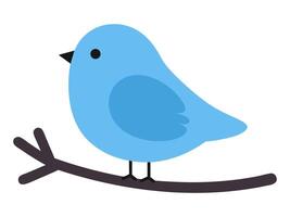 This minimal illustration features a cute blue bird perched on a branch, perfect for nature-themed designs. Ideal for modern art projects. vector