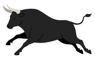 Energetic Black Bull Leaping Gracefully in a Dynamic Market Representation vector