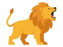 Fierce Illustration of a Roaring Lion with Vibrant Yellow Color and Strong Mane Features vector