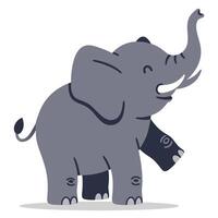 This illustration features a joyful elephant with a raised trunk in a minimalistic style, perfect for adding a cheerful touch to various projects. vector