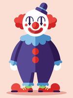 This delightful minimal clown character features bright colors and a joyful expression, perfect for children's designs, festive themes, and playful illustrations. vector
