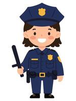 Cartoon Police Officer Character with Fun Smiling Expression and Bright Uniform Design vector