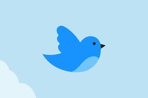 Discover a minimal illustration featuring a bird in flight against a clear blue sky. Perfect for conveying themes of freedom and nature. vector