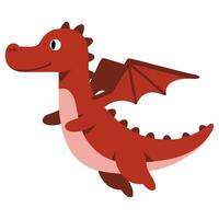 This adorable minimal illustration features a playful red dragon character, perfect for children's designs. Its cheerful expression and whimsical design enhance creativity. vector