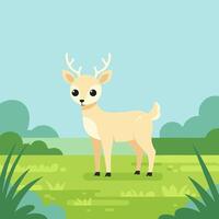 Cute Little Deer in a Serene Forest Setting with Lush Greenery and Playful Vibes vector