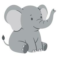 Cute Minimal Character of a Smiling Elephant Sitting Happily on a White Background vector