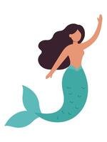 Cartoon Mermaid Waving Hello in a Fun, Colorful Style Perfect for Greetings and Invitations vector