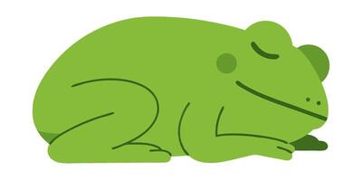 Cute Green Frog Sleeping Peacefully with a Content Expression on Its Face in a Relaxed Pose vector