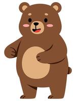 Cute Cartoon Bear Standing and Talking with Friendly Expression in Colorful Style vector