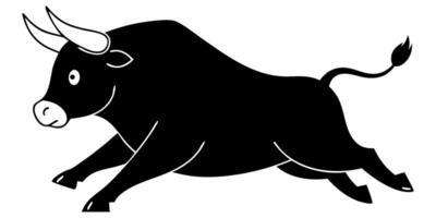 Dynamic Silhouette of a Leaping Bull in Bold Black and White Design for Creative Projects vector