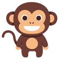 Cute Little Cartoon Monkey Character with Big Eyes and Cheerful Expression for Playful Designs vector