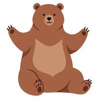 Cute Cartoon Bear with Outstretched Arms and Visible Claws in Playful Pose vector