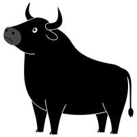 Black Bull Icon with Expressive Features and Stylized Design for Creative Projects vector