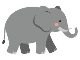 Cartoon Elephant Walking with a Cheerful Expression and Simple Color Palette for Illustrations vector