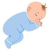 Peaceful Baby Sleeping in Blue Pajamas with a Calm Expression Against a Simple Background vector