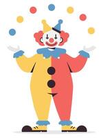 Colorful Clown Performing Entertaining Magic Tricks with Colorful Balls in a Fun Circus Setting vector