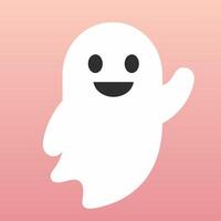Cute Little Ghost Cartoon Character with a Cheerful Expression on a Soft Pink Background vector
