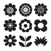 Retro Seamless Pattern with Geometric Flowers and Leaves Mid Century Modern Style vector