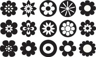 Simple Graphic Flower and Leaf Pattern Mid-Century Seamless Botanical Design vector
