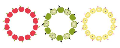 Hand drawn apple fruit frame set vector