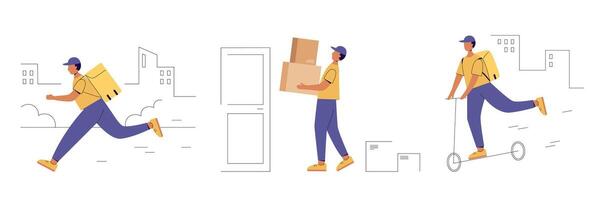 Fast and free delivery service set vector