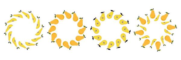 Hand drawn pear fruit frame set vector
