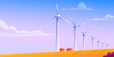Environmental protection banner design wind turbines in a natural environment vector