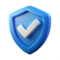 Blue Shield With Check Mark 3D Rendering Security And Protection Symbol png