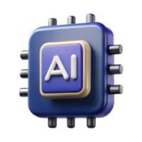 Artificial Intelligence Ai Chip Icon 3D Render Digital Brain Concept Technology png