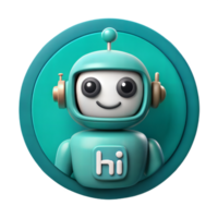 Friendly Teal Robot Avatar Mascot Character Design Artificial Intelligence Concept png