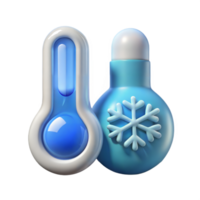Low Temperature Reading With Blue Thermometer And Snowflake Design Element png