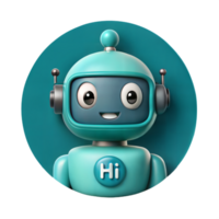 Cute Teal Robot Character Mascot With Smiling Face On Isolated Background png