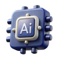 Futuristic 3D Render Of Artificial Intelligence Chip With Blue And White Design png
