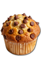 Delectable chocolate chip muffin fresh from the oven, inviting the senses with its sweet aroma and delightful appearance png
