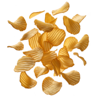 Floating Crunchy Potato Chips isolated on Transparent Background png