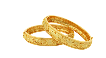 gold bangles on transparent background png