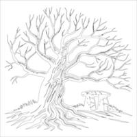 Twisted Spooky Tree Drawing vector