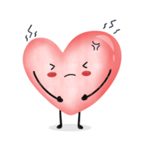 A cartoon heart with a sad face png