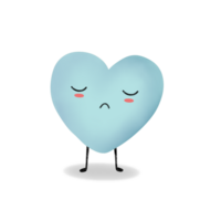 A blue heart with eyes closed and legs crossed png