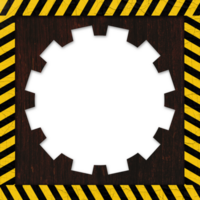 A black and yellow striped background with a black and yellow gear png