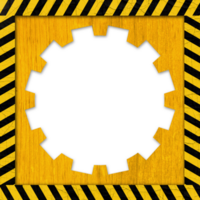 A black and yellow striped background with a black and yellow gear wheel png