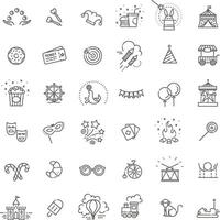Amusement park sings set. Thin line art icons. Linear style illustrations isolated on white vector