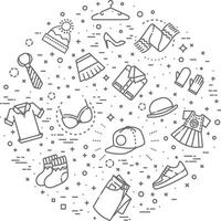 Clothes icons, thin line style vector