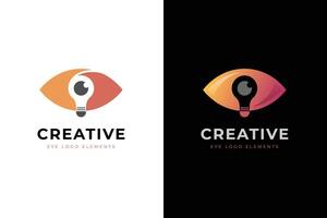 Eye Vision Idea logo design with bulb graphic concept for innovation logo template vector