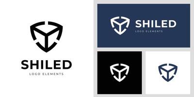 Shield logo icon design with arrow graphic elements design for protection symbol vector