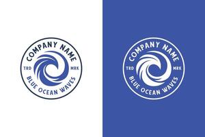 wavy blue ocean logo icon design with abstract wave gradient graphic symbol illustration vector