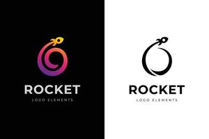 abstract round rocket spaceship launching logo icon design for start up company and astronomy logo template vector