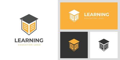 Education or academy school logo design with open book with Graduation cap graphic symbol for Learning, study, Educational Logo template vector