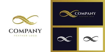elegant feather infinite logo design, luxury feather element design illustration vector