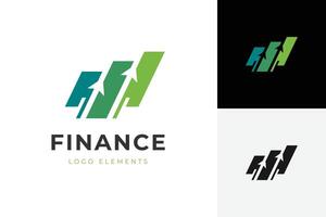 graph finance growth logo icon design with arrow statistic graphic symbol for financial logo template vector